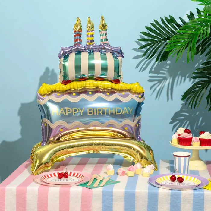Standing foil balloon Cake 'HAPPY BIRTHDAY' (without helium)