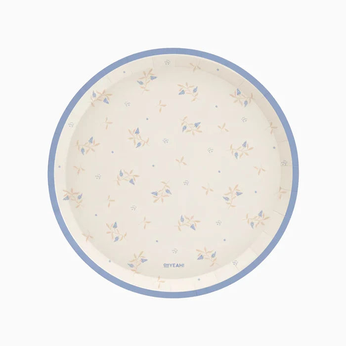 Flat Cardboard Plate Ø 23 cm Baby Bear Floral Blue