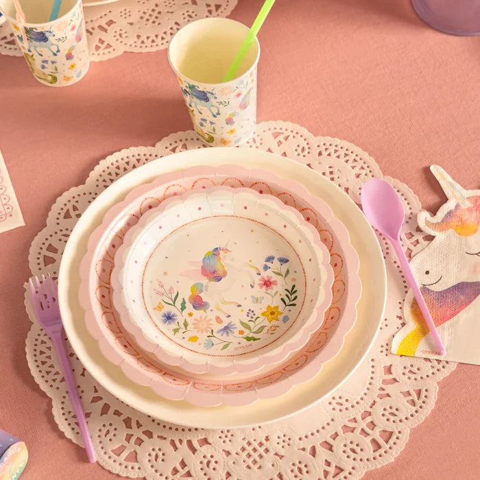 Flat Cardboard Dessert Plate Ø 18 cm Magical Unicorns