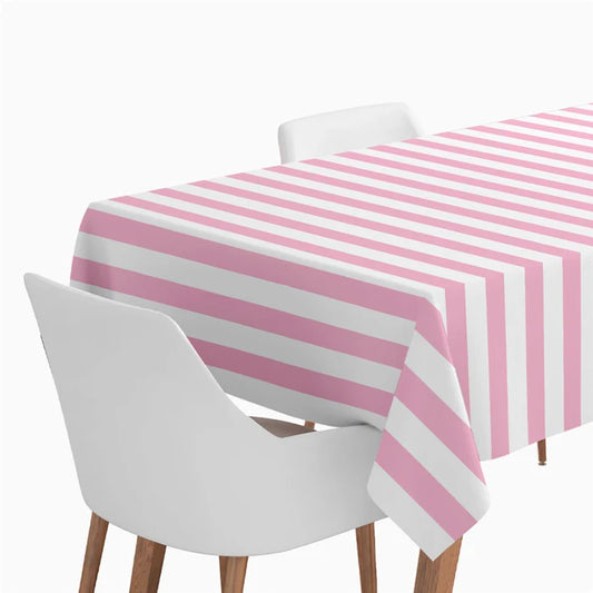 Paper tablecloth White and Pink Stripes 1.20m x 5m