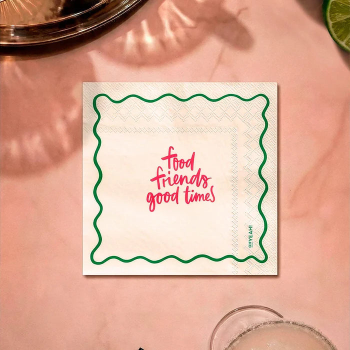 Double Layer Paper Napkin 33 x 33 cm 'Food Friends Good Times'