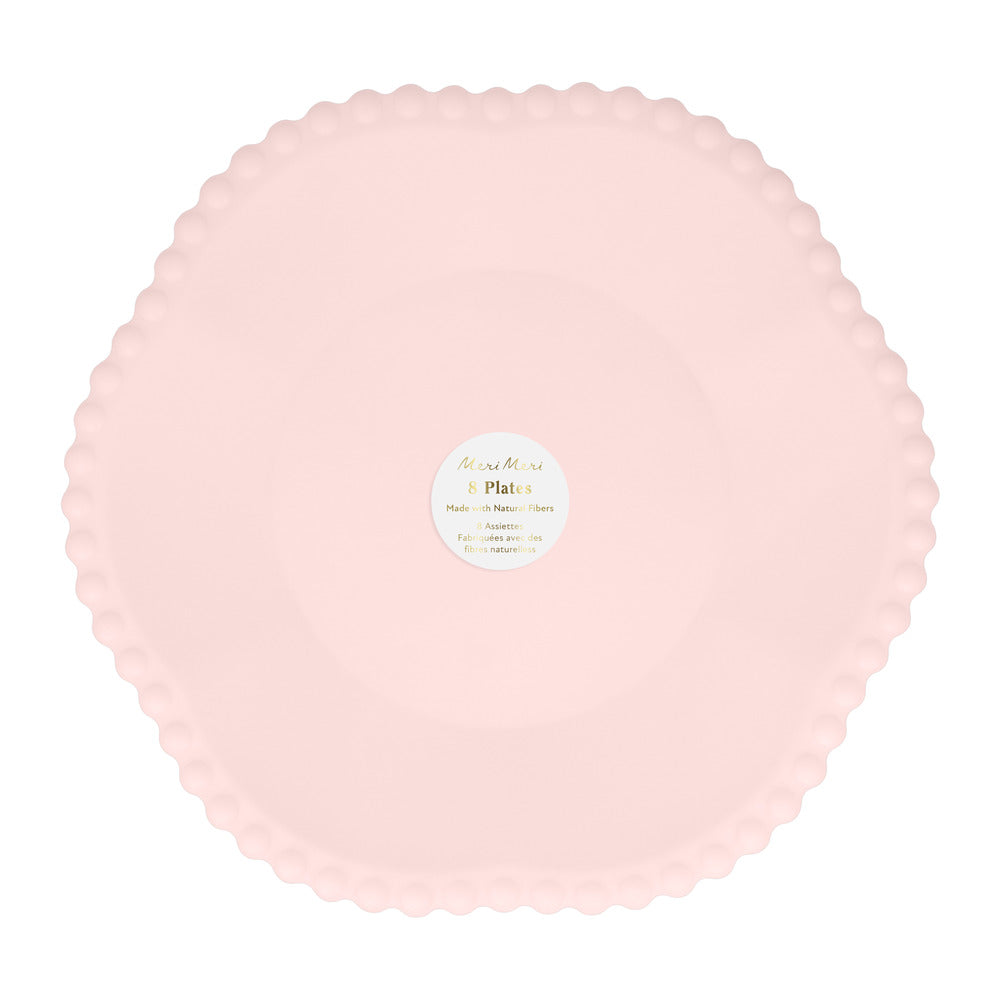 Pink dot edged flower compostable dinner plates