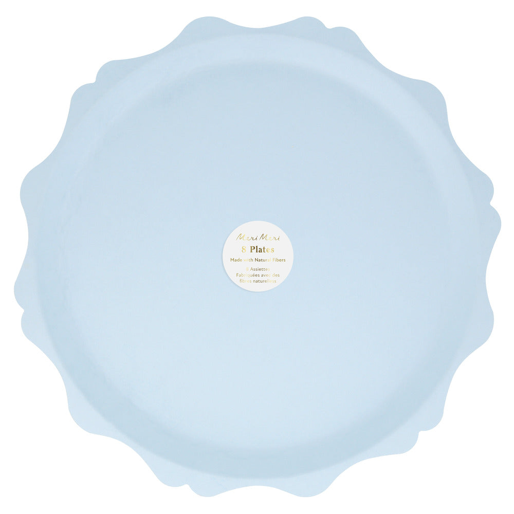 Blue decorative edge compostable dinner plates