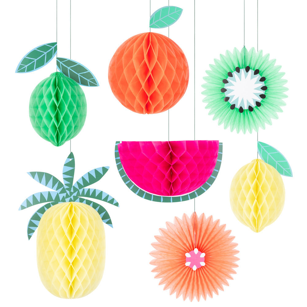Tropical fruit honeycomb decorations
