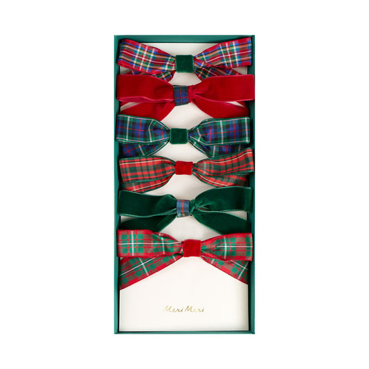 Tartan and velvet bow hair clips