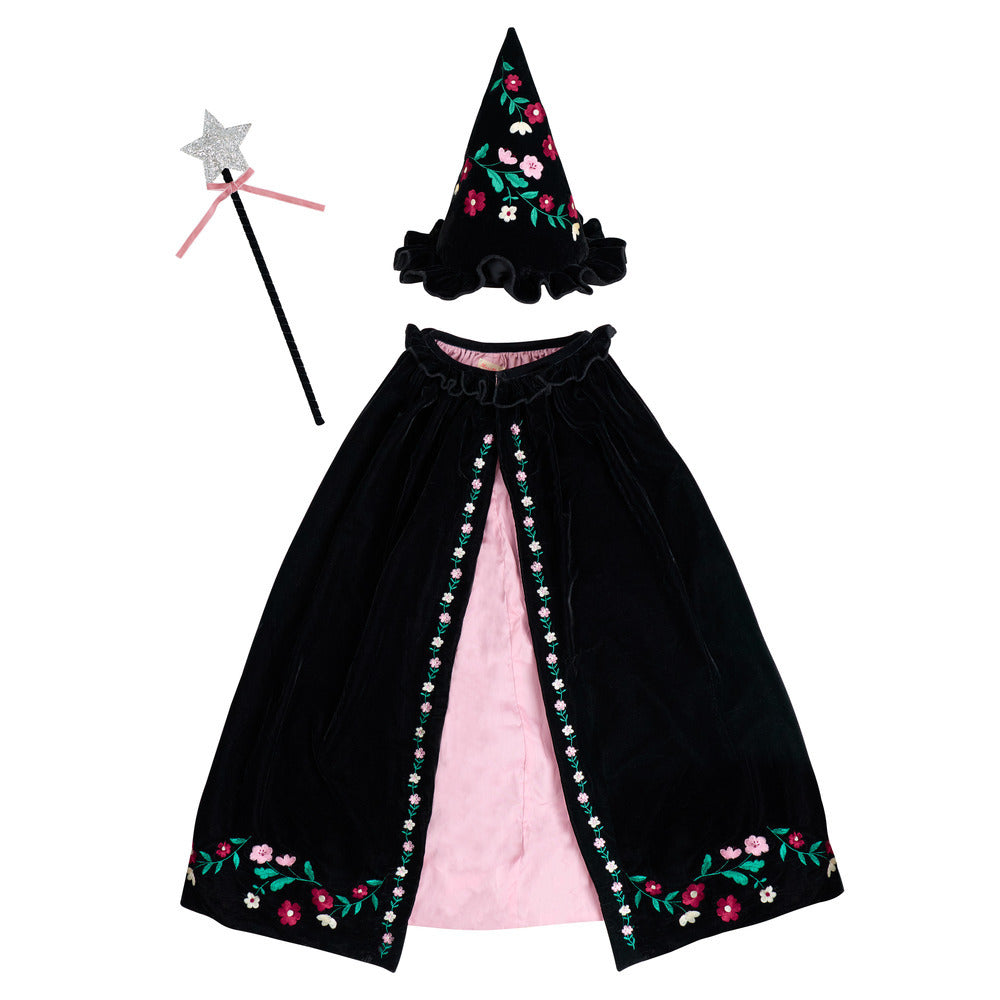 Embroidered velvet witch costume