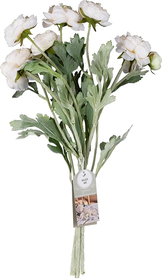 Ginger Ray SW-867 Ranunculus Stems - White (Pack of 3)