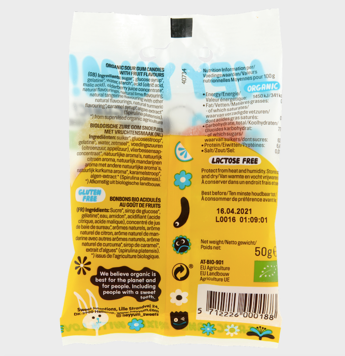 HEY YUM! - HEY YUM! Sour Flower - Organic Sour Fruit Gummies, 50 g