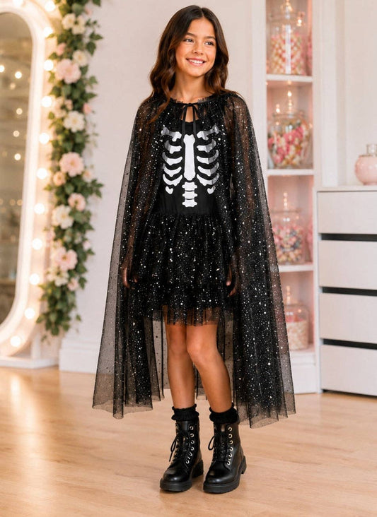 Fancy Shmancy Baby - Fancy Black skeleton romper costume: 5t