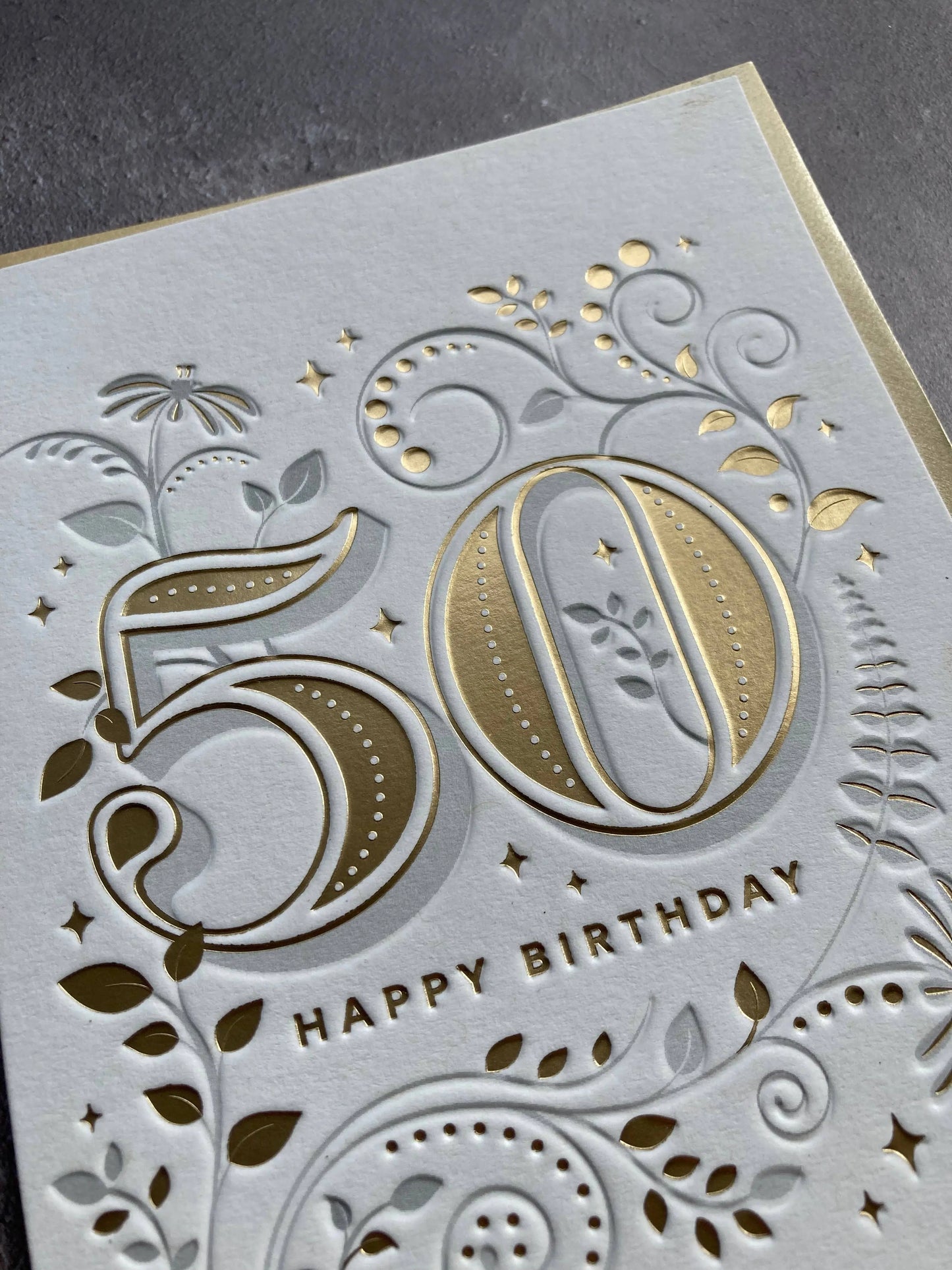 Age 50 Letterpress Style Card Heyyy Ltd