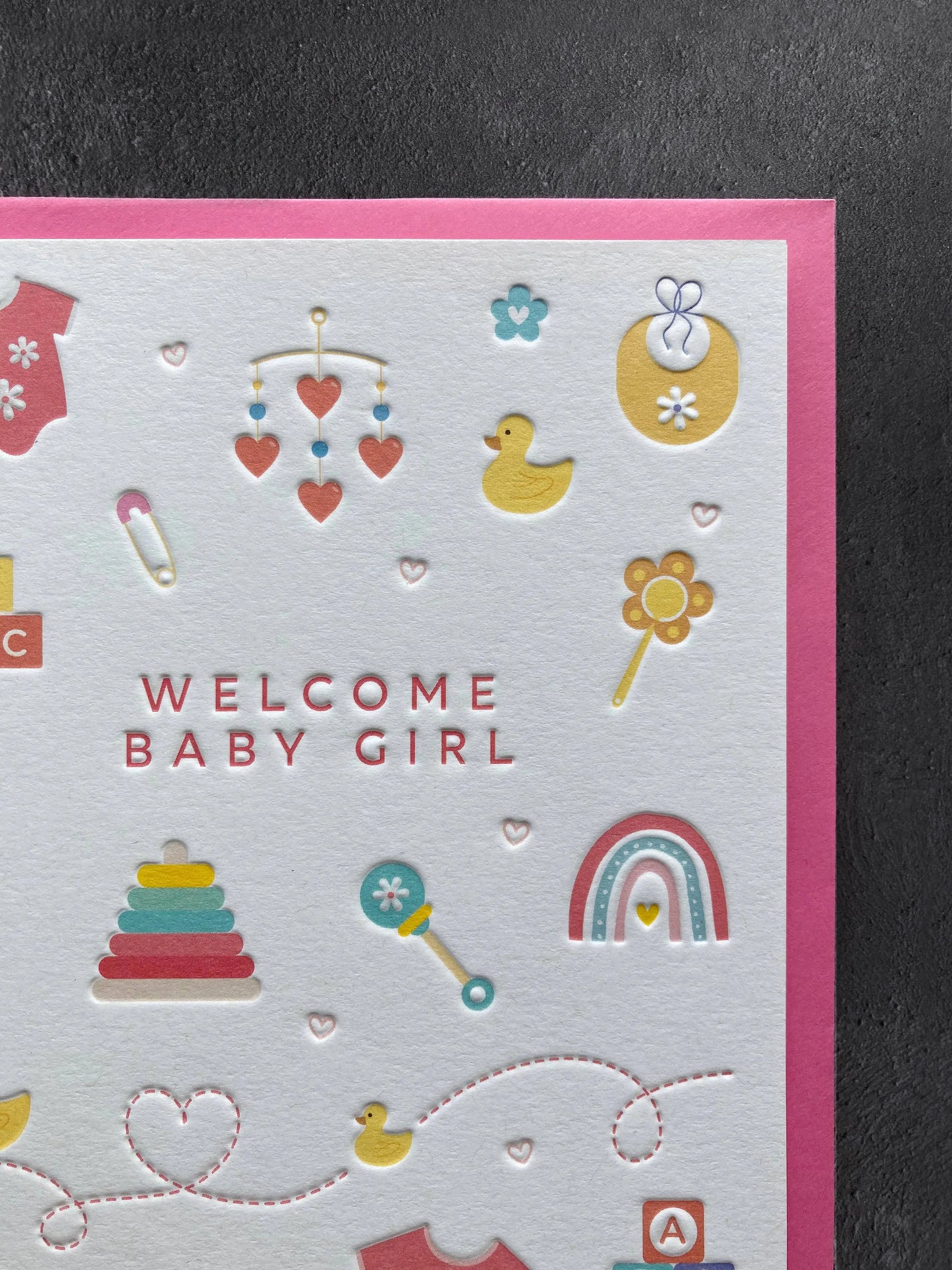 Baby Girl Letterpress Style Card Heyyy Ltd