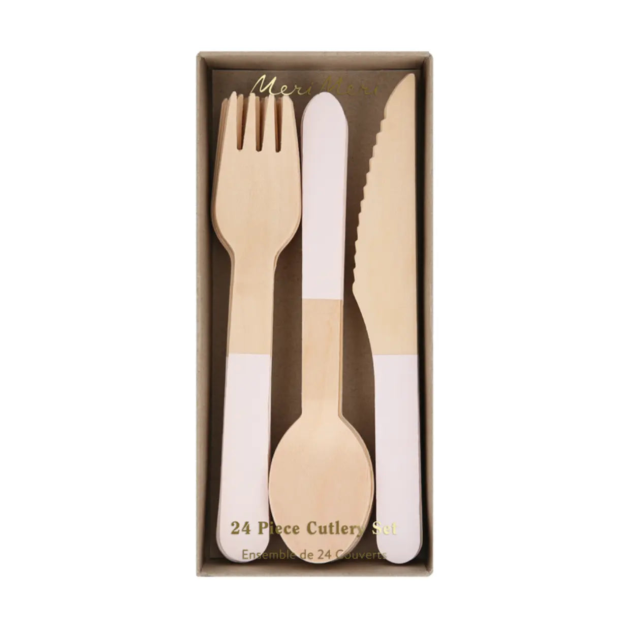 Ballet slipper pink wooden cutlery set Meri Meri