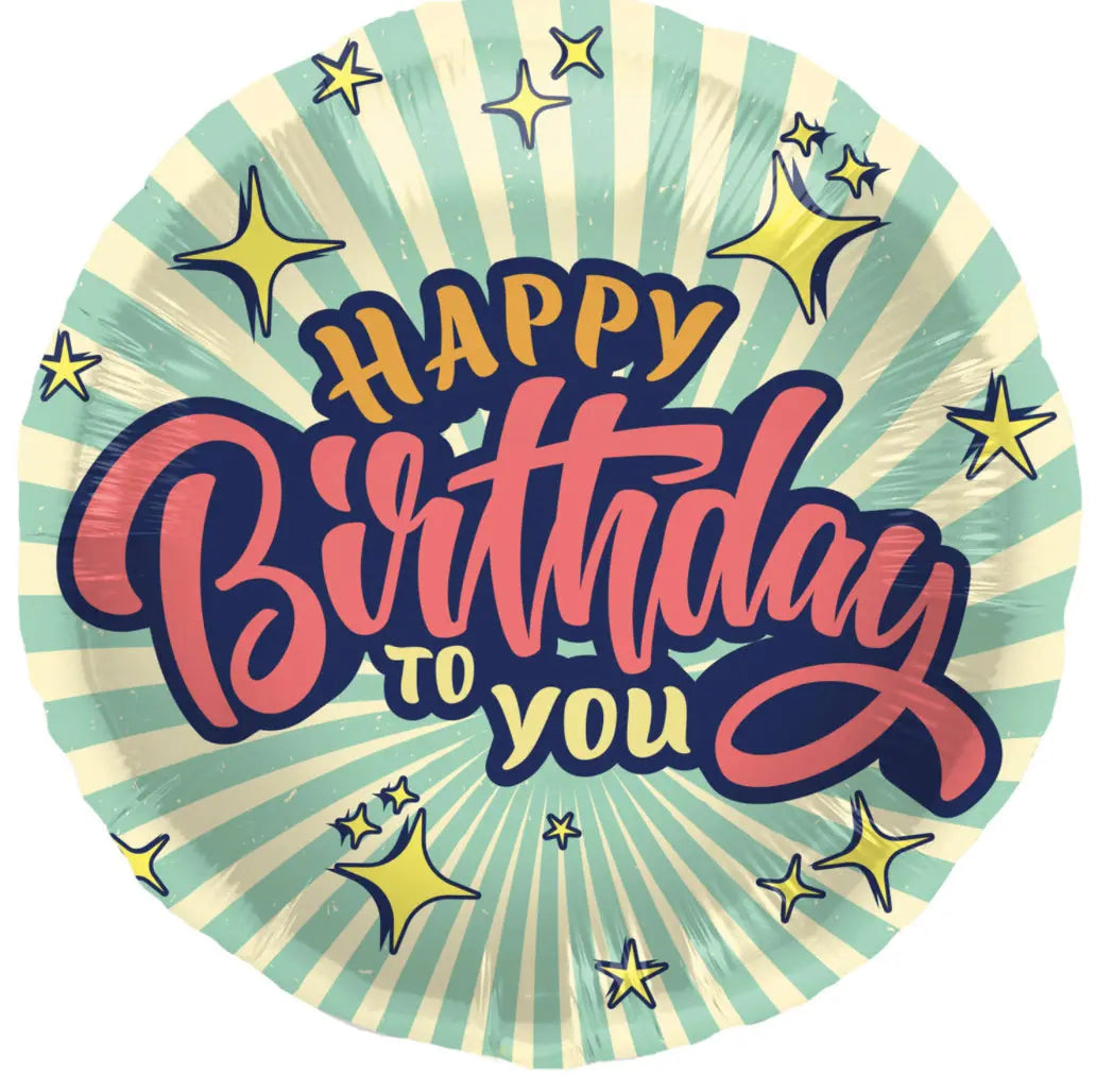 Ballon en aluminium Anniversaire Rétro Etoiles Folat