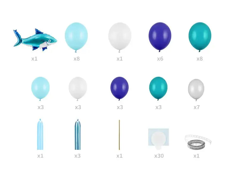 Balloon garland - Shark, blue, 150x95cm Partydeco