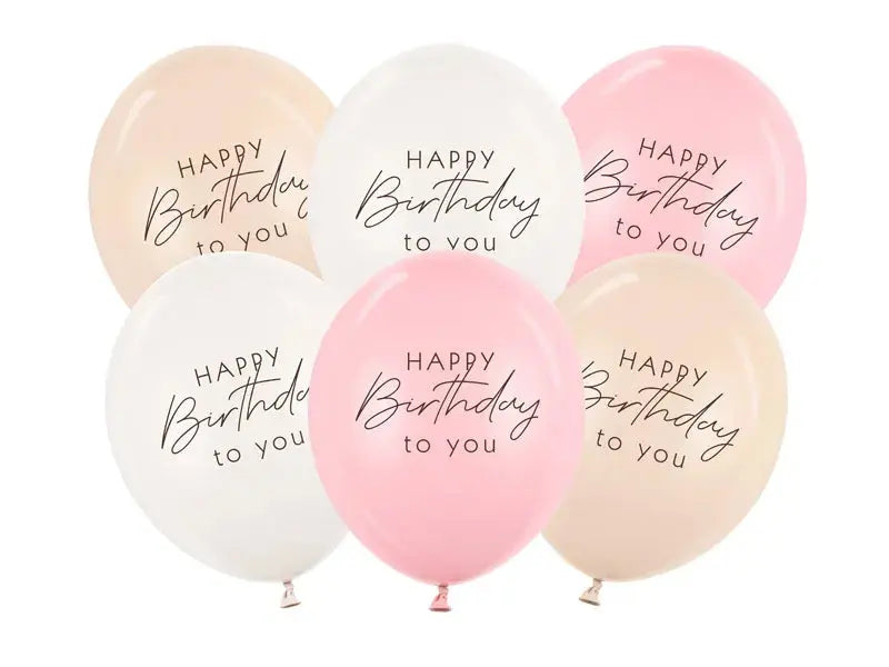 Balloons 30 cm, Happy Birthday, pink mix Partydeco