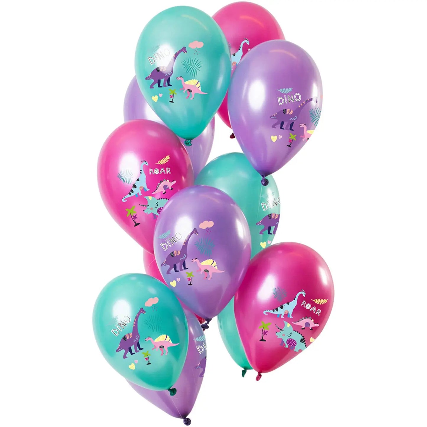 Balloons Dinosaur Purple Metallic 33cm - 12 pieces Folat