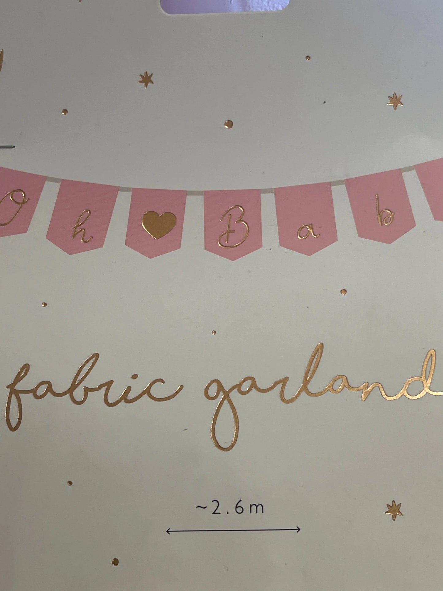 Banner Oh baby with tassels, 2.5 m, sky-pink Partydeco