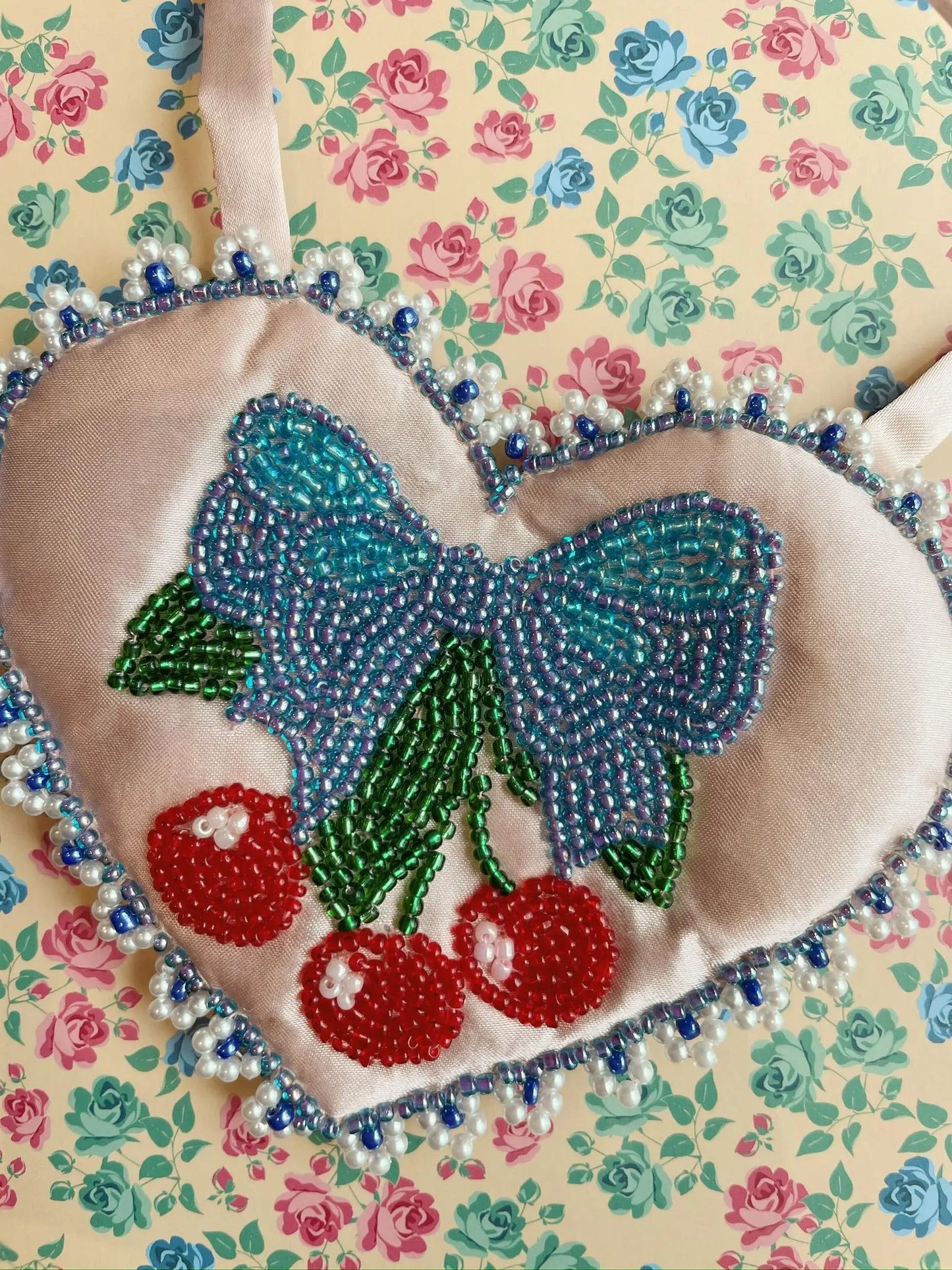 Beaded Heart Mini purse - Mellow Rose Konges Slojd