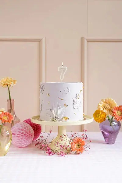 Birthday candle Number 7, beige, 6 cm Partydeco