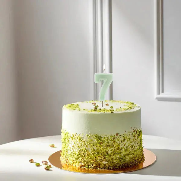 Birthday candle Number 7, green, 6 cm Partydeco