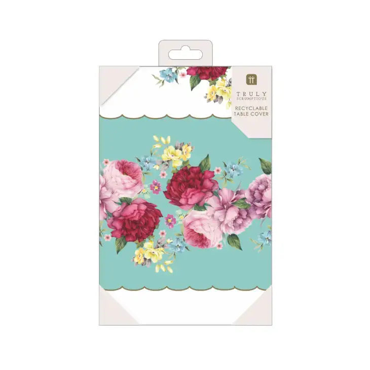Blue Floral Table Cover Talking Tables