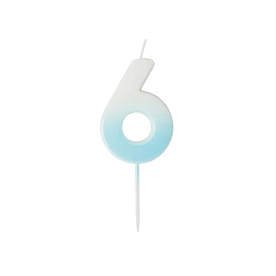 Blue Ombre Number 6 Wax Candle Hootyballoo by Club Green