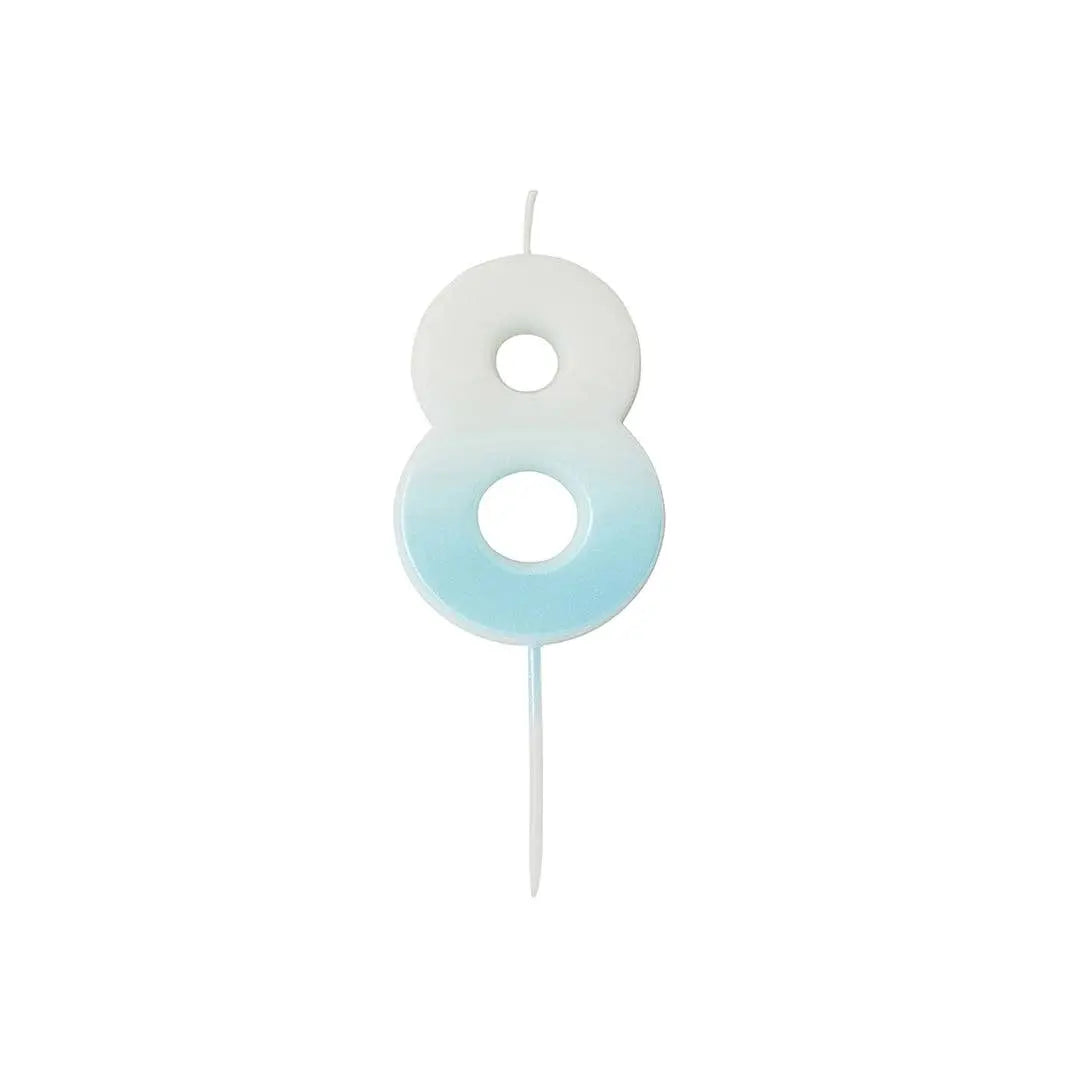 Blue Ombre Number 8 Wax Candle Hootyballoo by Club Green