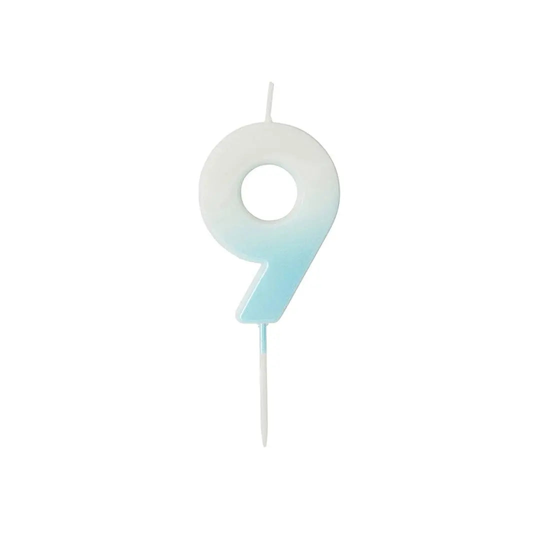 Blue Ombre Number 9 Wax Candle Hootyballoo by Club Green
