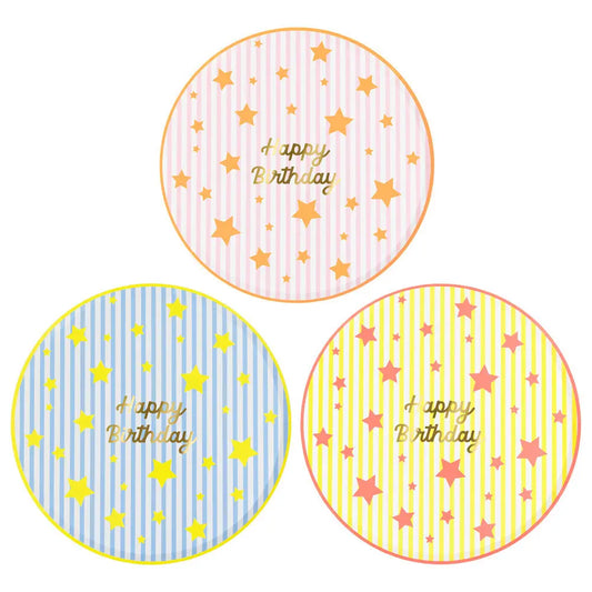 Bright Star Happy Birthday Dinner Plates (x 8) Meri Meri