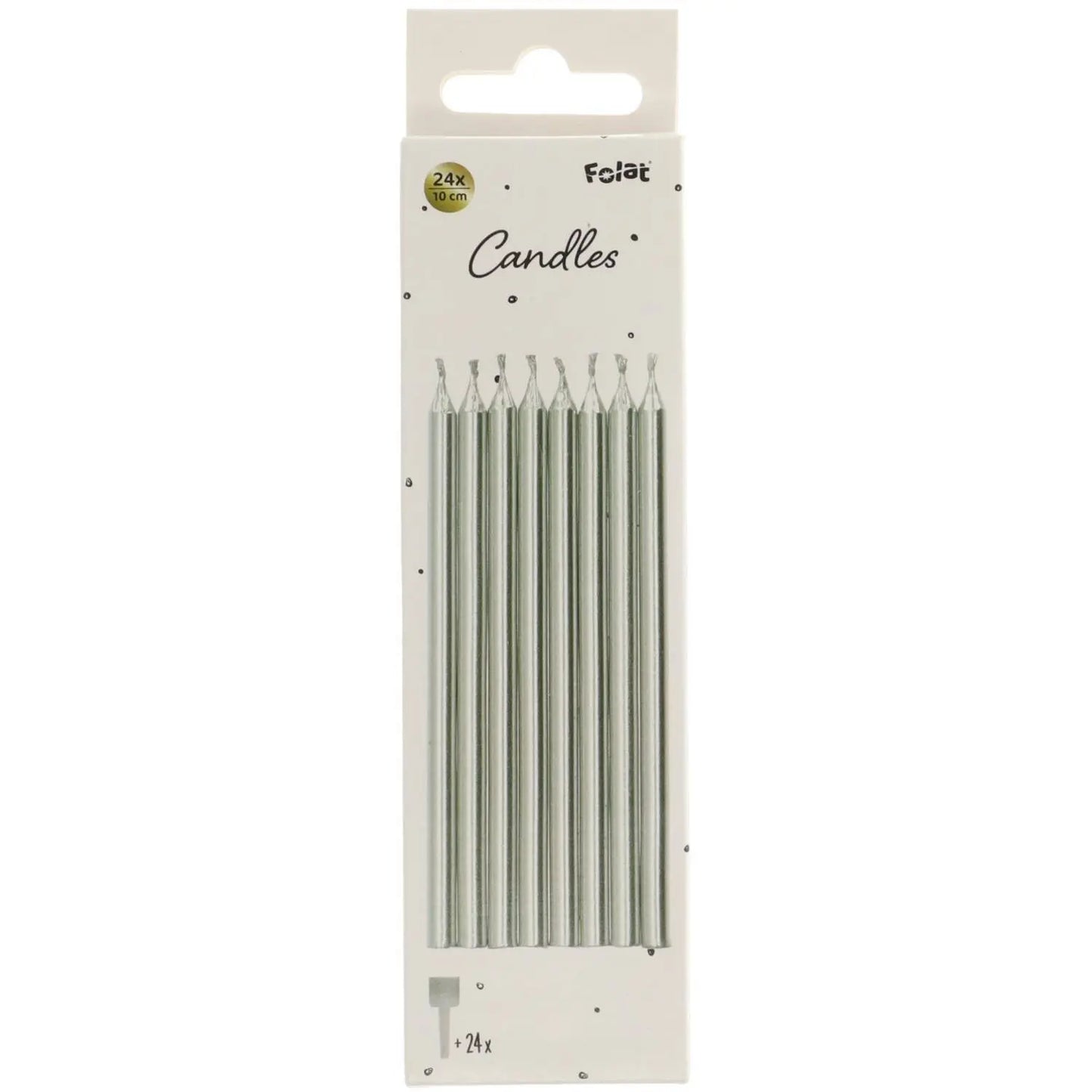 Candles Silver - 10 cm - 24 pieces Folat