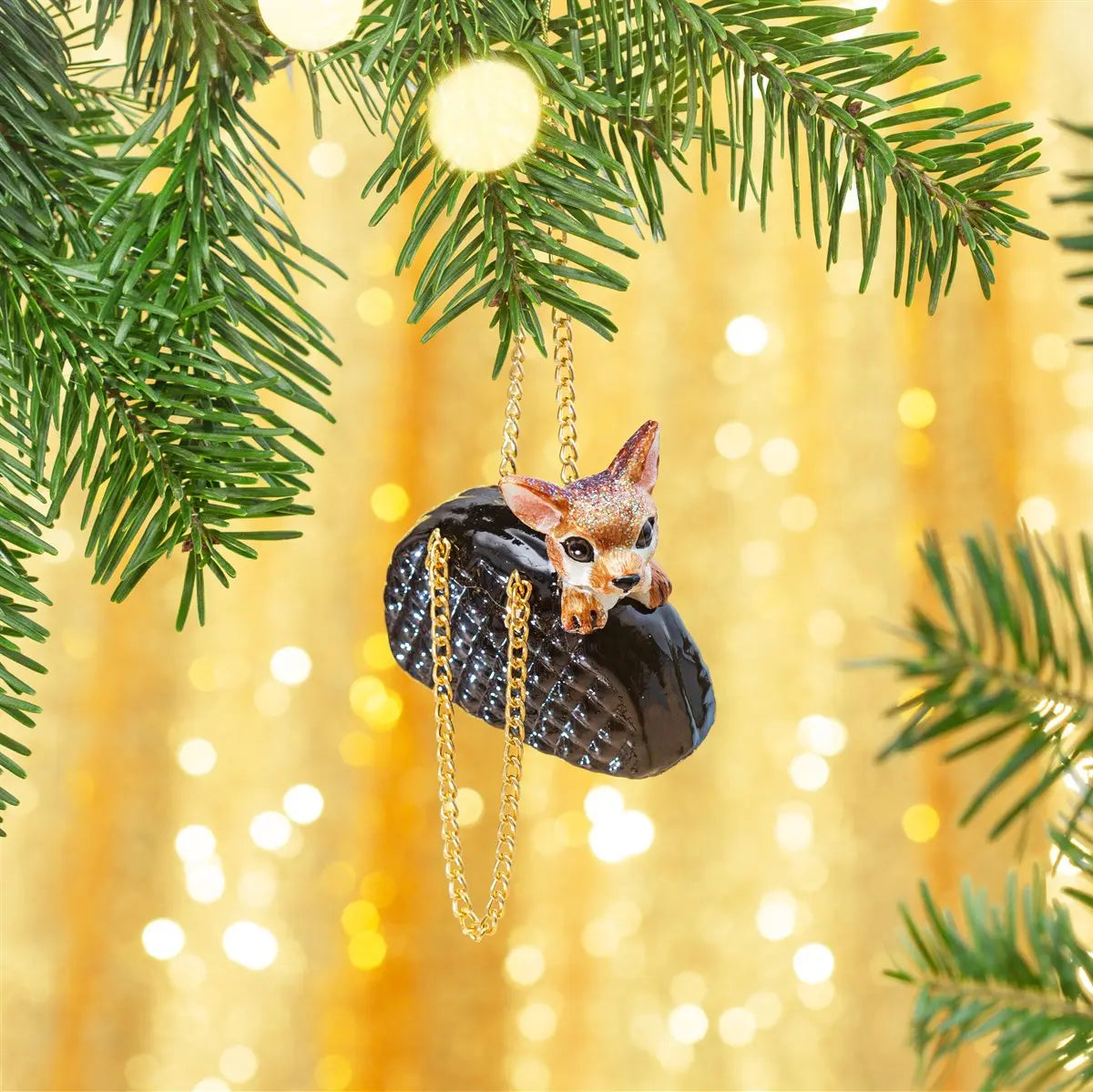 Chihuahua in a Handbag Shaped Bauble SASS AND BELLE