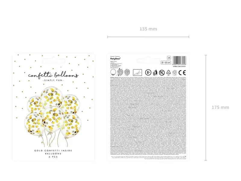 Confetti balloons - stars, 30cm, gold Folat