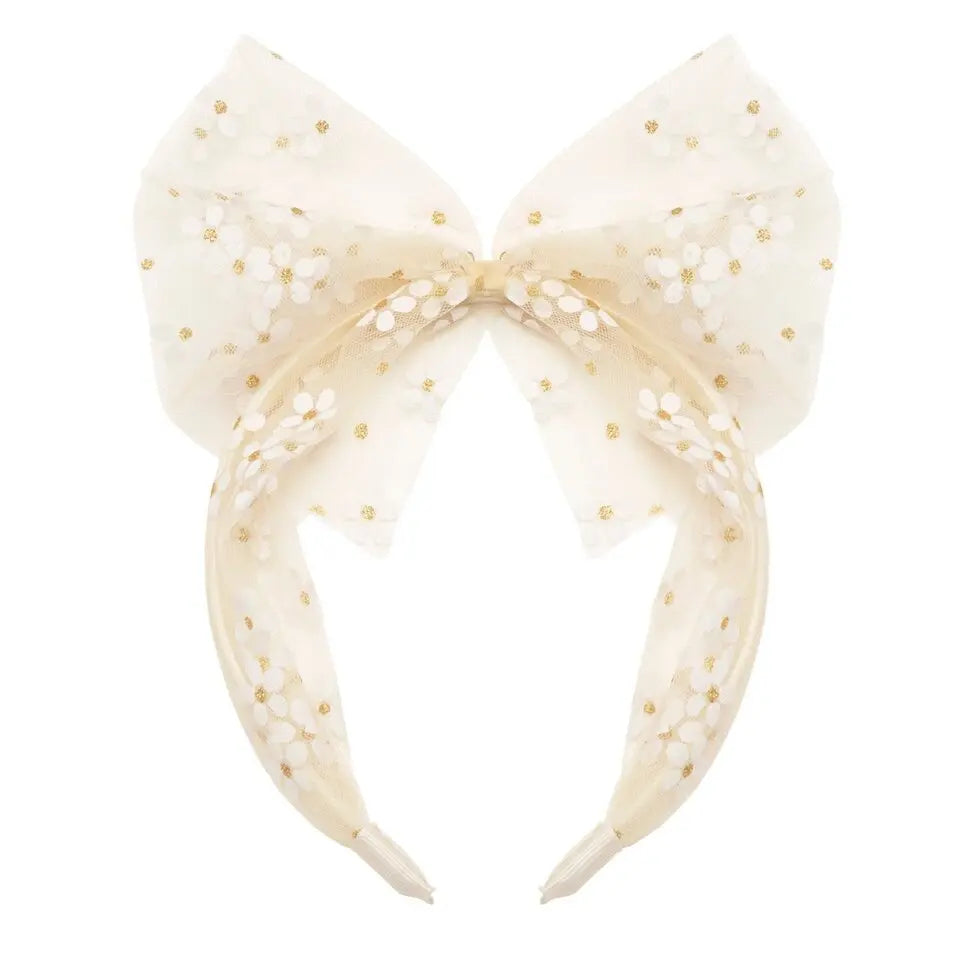 Daisy Tulle Bow Headband Rockahula