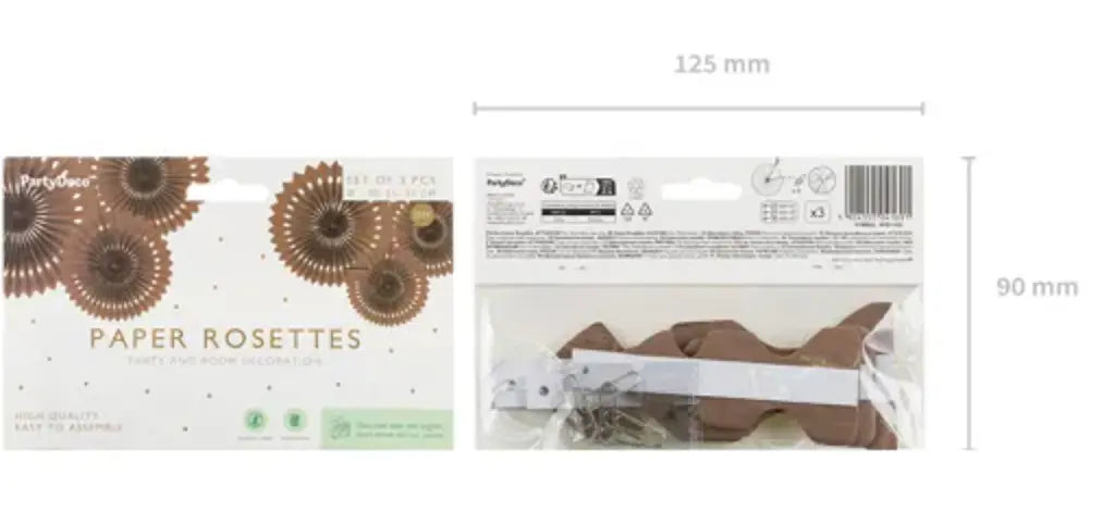 Decorative Rosettes, Brown, 20-30cm Partydeco