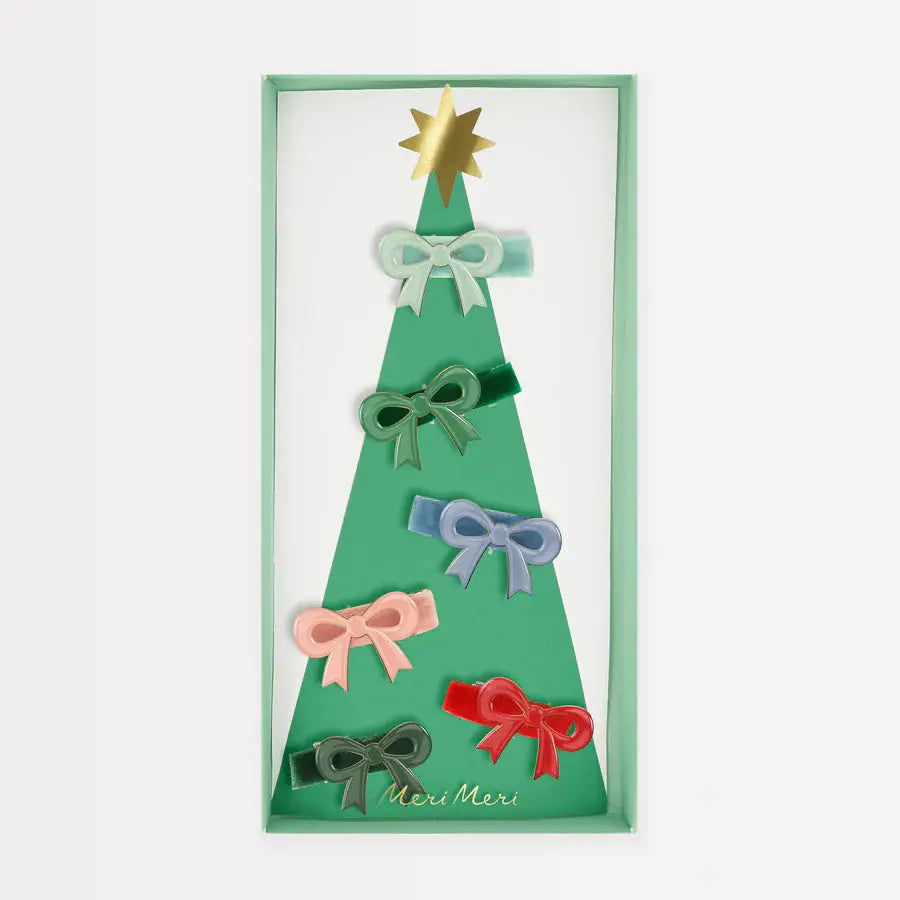 Enamel bow hair clips X6 Meri Meri