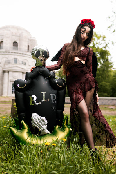 Foil Standing Balloon Tombstone XXL, 74.5x121.5 cm, black (FB427)