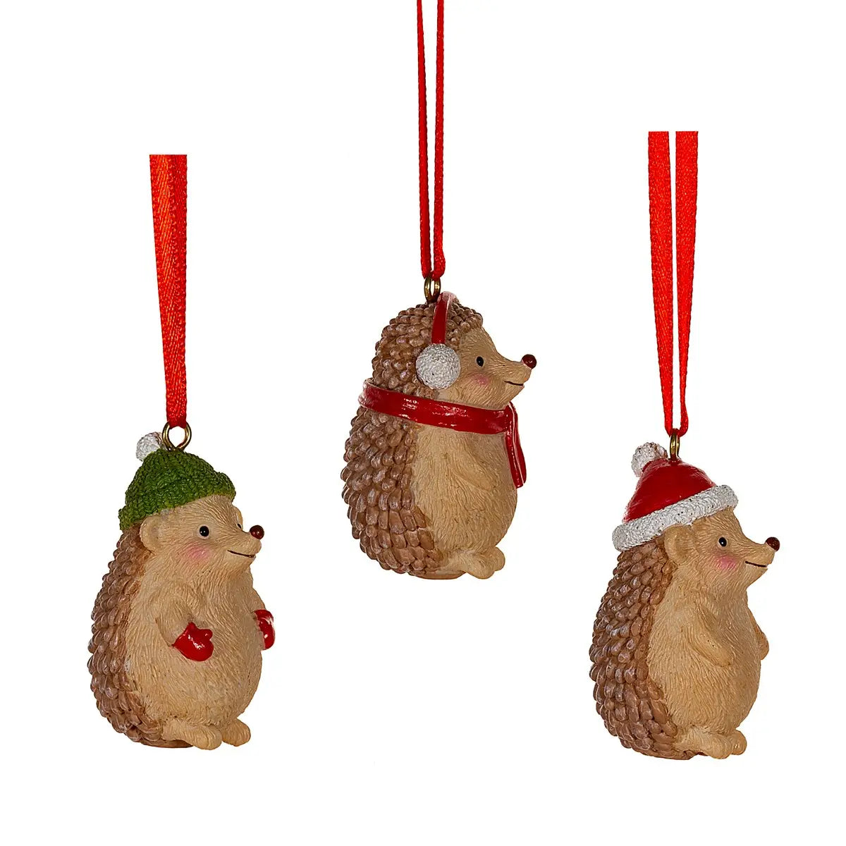 Festive Hedgehogs Hanging Decorations - Set of 3 SASS AND BELLE