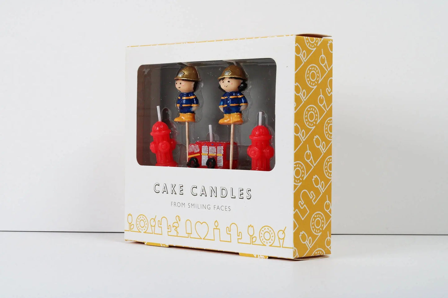 Firefighter Cake Candles Smiling Faces