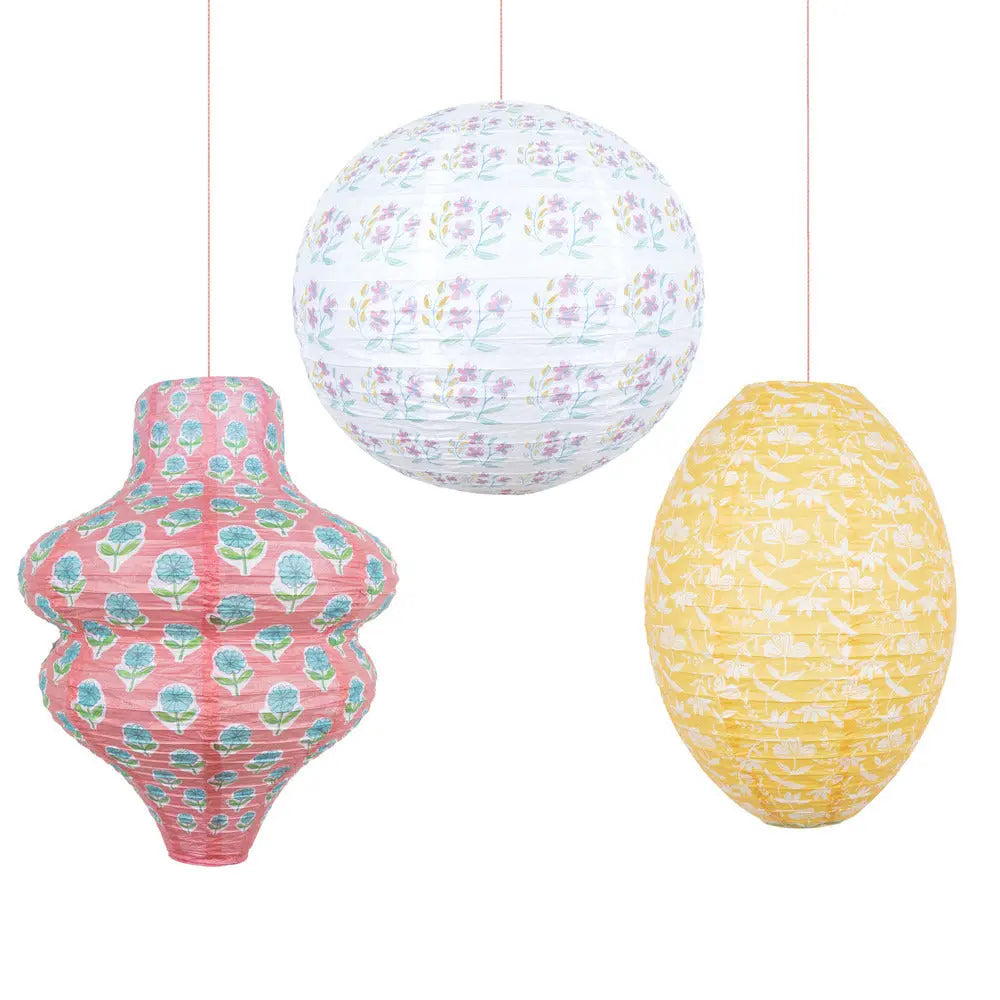 Flora pink & yellow lanterns Meri Meri