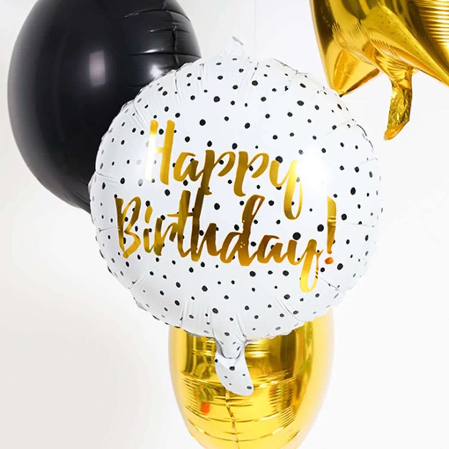 Foil Balloon Birthday Dots Black Folat