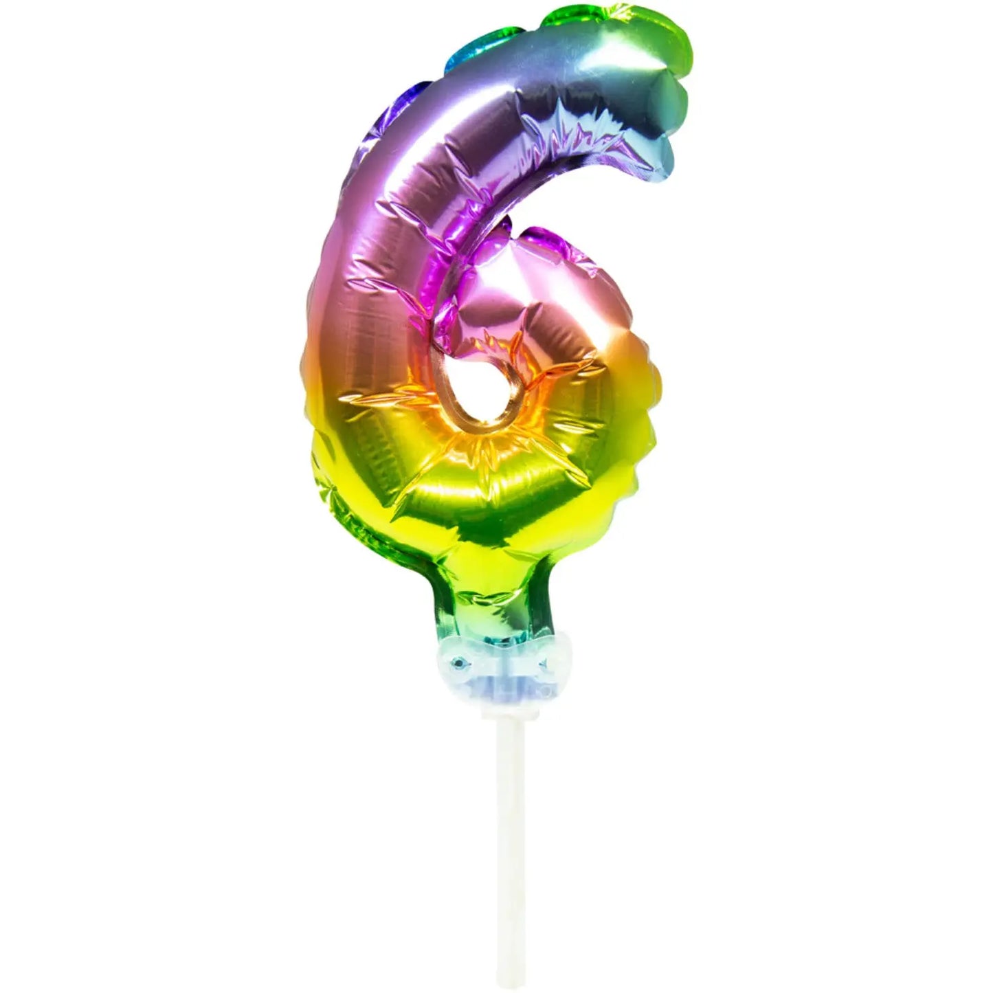 Foil Balloon Cake Topper Rainbow Number 6 - 13cm Folat