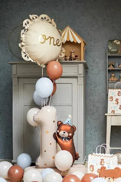 Foil Balloon Number '1' with Bear, 81 x 72 cm Partydeco