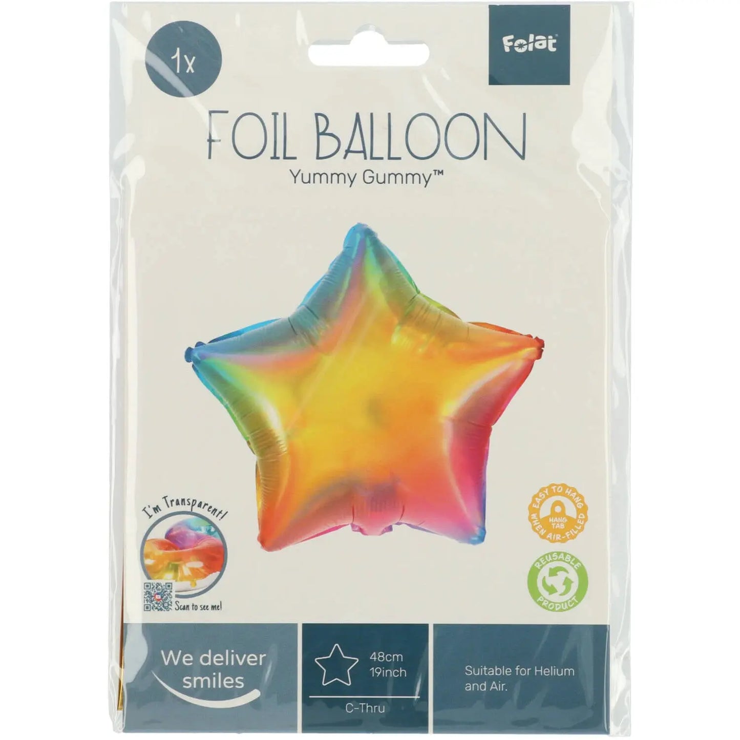 Foil Balloon Star-shaped Yummy Gummy Rainbow - 48 cm Folat