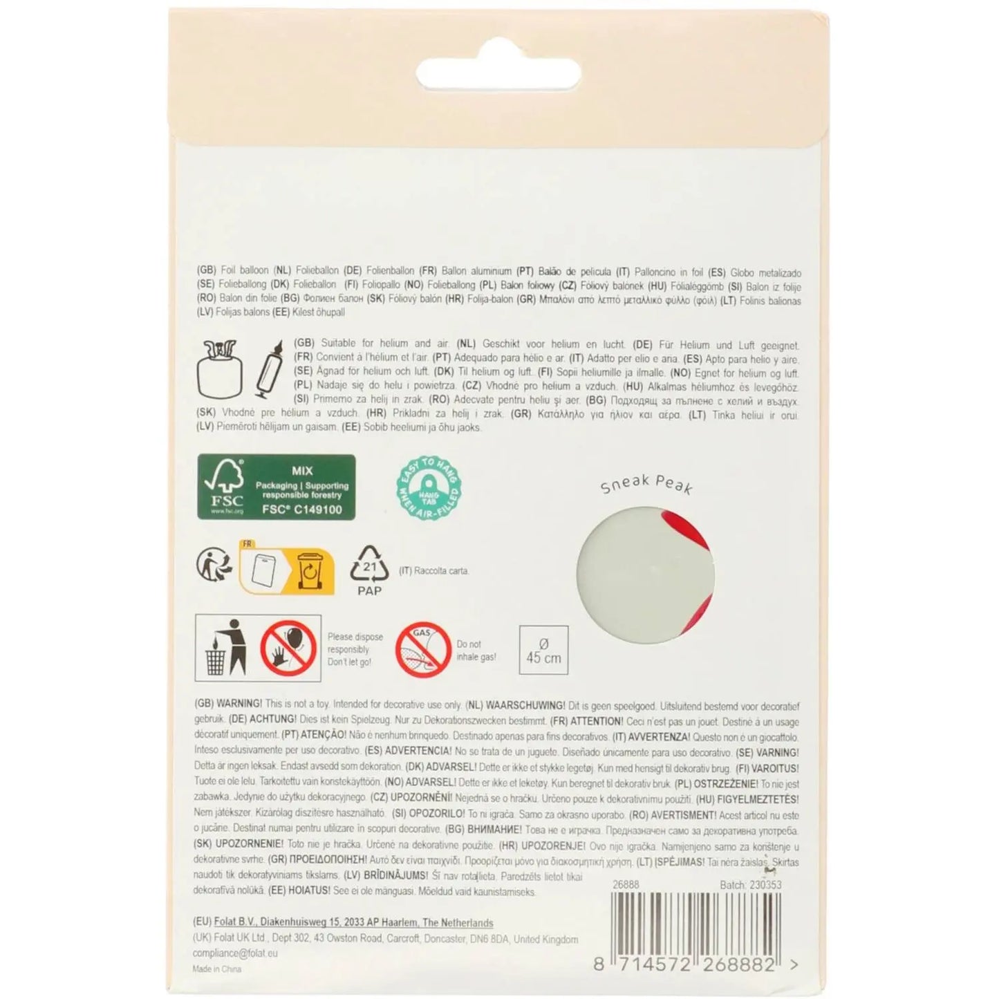 Foil Balloon - "50" - Starburst - 45 cm Folat