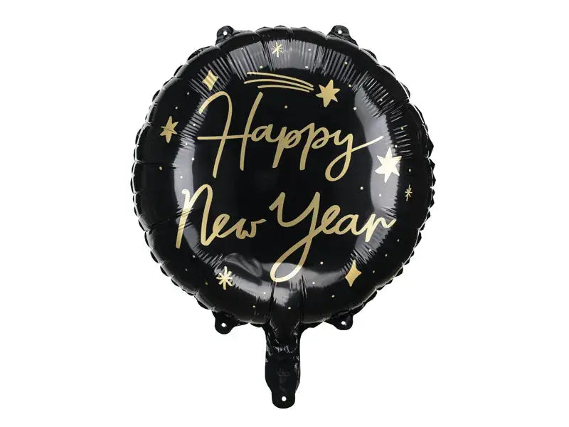 Foil balloon Happy New Year, 45 cm, black Partydeco