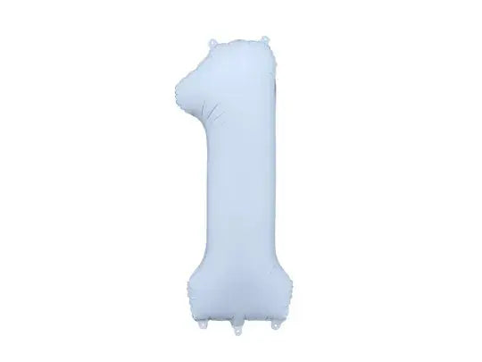 Foil balloon Number '1', 86cm, misty blue Partydeco