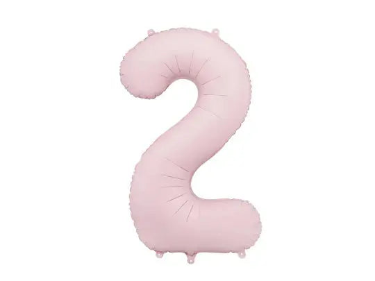 Foil balloon Number '2', 86cm, light pink Partydeco