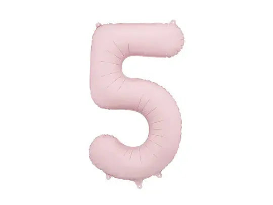 Foil balloon Number '5', 86cm, light pink Partydeco