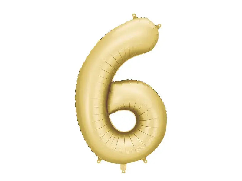 Foil balloon Number ''6'', 86cm, gold Partydeco