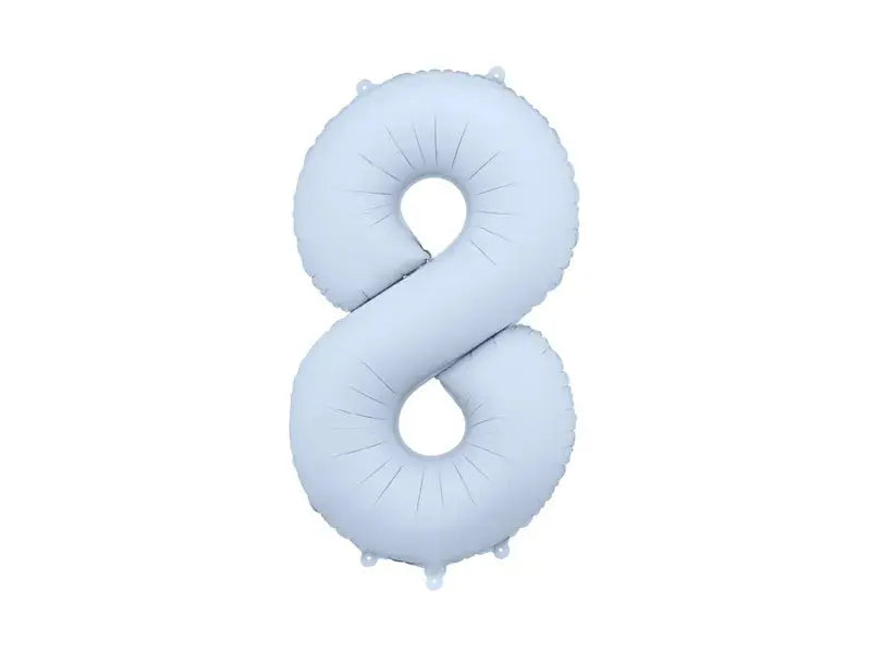 Foil balloon Number '8', 86cm, misty blue Partydeco